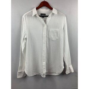 J.Crew White Classic Shirt Womens Size M Cotton Blend